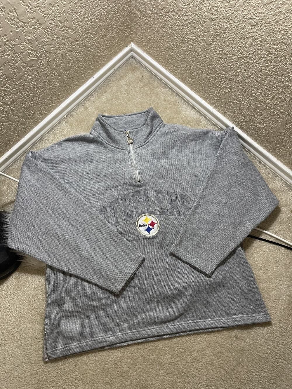 Pittsburgh Steelers Pro Player Embroidered 1/4 Zip Long Sleeve Sweatshirt Sz L